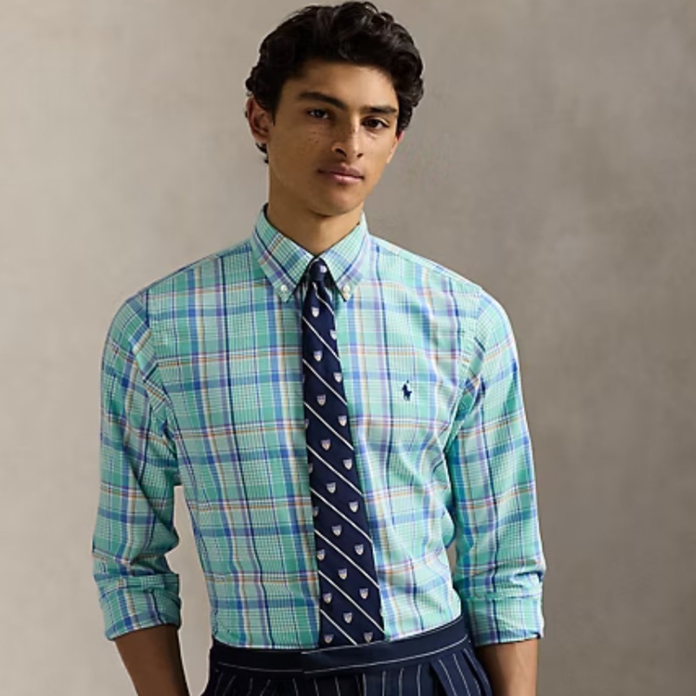 Polo by Ralph Lauren Men's Plaid Classic Fit Performance Oxford Shirt-NWT- M
